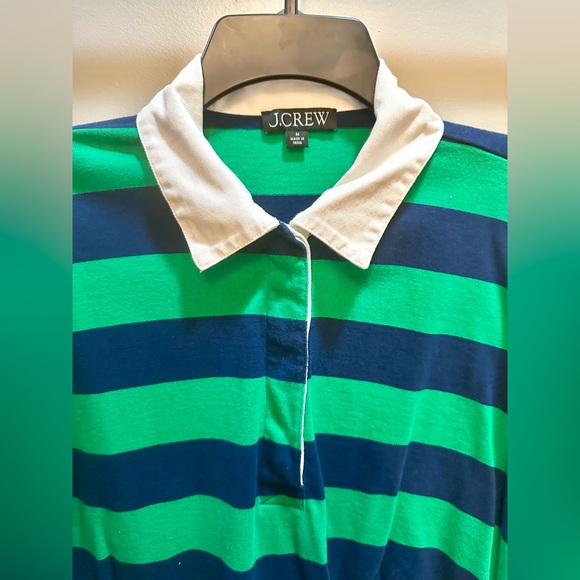 J.Crew Relaxed Long Sleeve Rugby Shirt in Green and Navy Mariner Stripe Size M - Picture 9 of 9